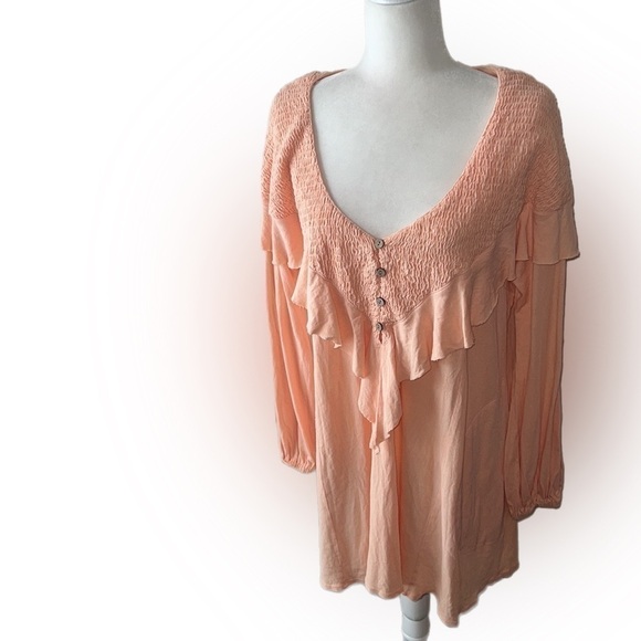 NWOT Free People Beach Peach Cottage Core Pockets Dress S - Picture 3 of 10